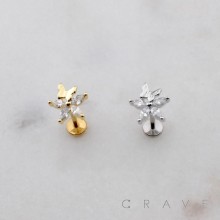 MARQUISE CZ FLOWER BUTTERFLY SPRING THREADLESS (PUSH IN) 316L SURGICAL STEEL LABRET SET